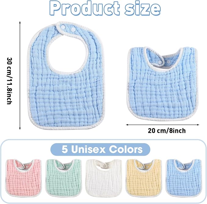 Tatuo 50 Pcs Muslin Baby Bibs Bulk Muslin Cotton Teething - Image 2