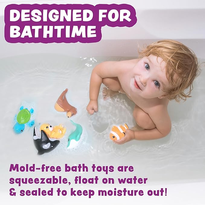 Tub Works® Marine™ Mold Free Bath Toys, 6 Pack | Sealed, No Hole Bath Toys - Image 2