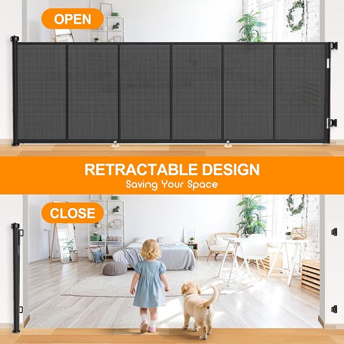 120 Inch Retractable Baby Gates Extra Wide, 41 Inch Reinforced Extra Tall Gate - Image 6