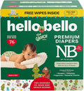 Hello Bello Dr. Seuss Baby Grinch Premium Diapers, Size NB, 76ct Plus Bonus by HelloBello