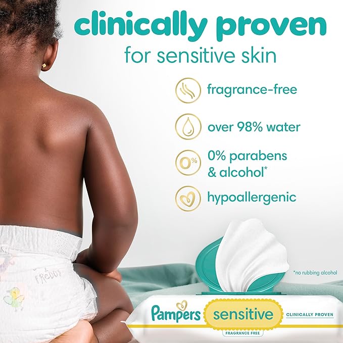 Pampers Baby Wipes, Water Based Wipe, Clinically Proven, Hypoallergenic - Image 2