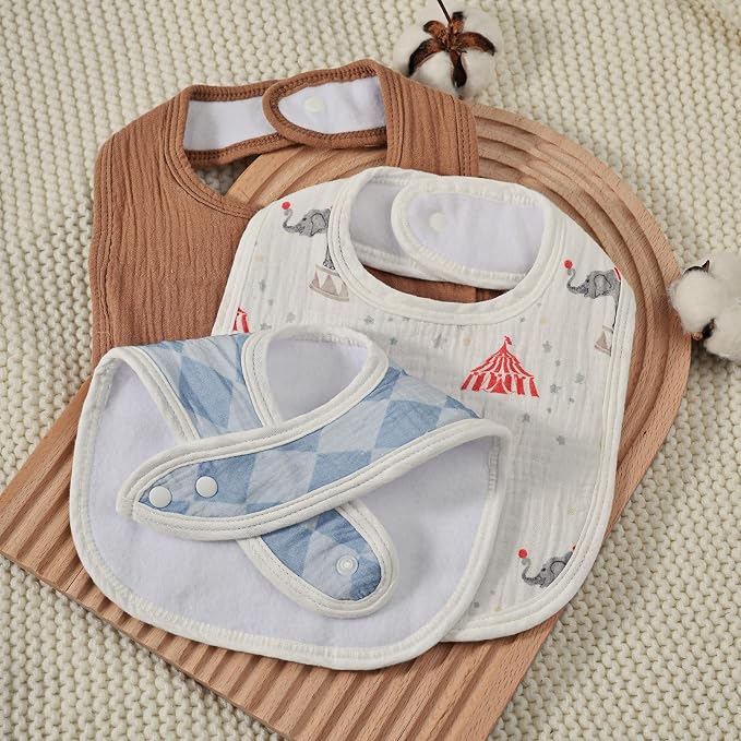 GLLQUEN BABY Muslin Drool Bibs for Boys Girls 8 Pack, Adjustable Baby Bibs for - Image 7