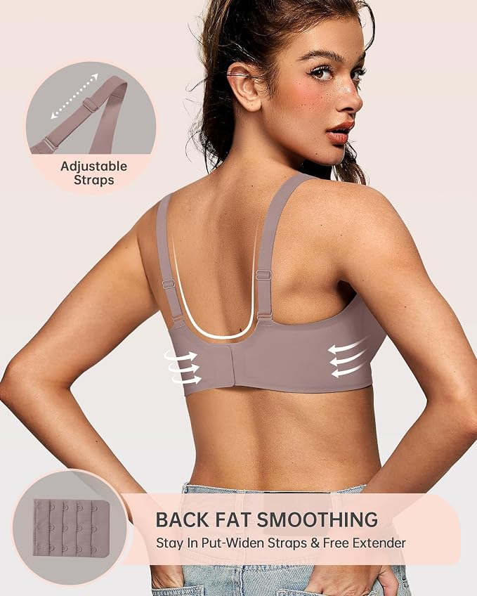 OEAK Womens Deep V Bras Wireless Comfortable Bra Supportive No Underwire Bras - Image 3