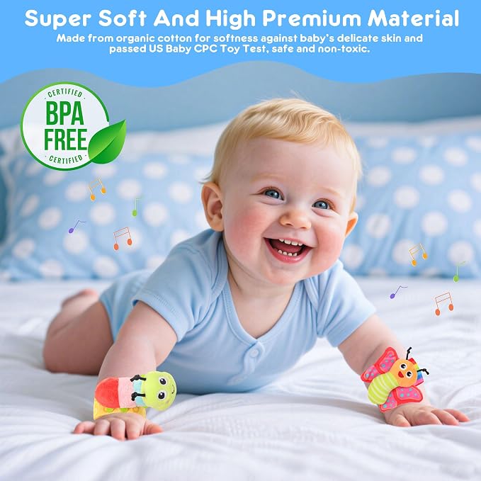 Baby Toys for 0-12 Months Newborn Boys and Girls Gifts Wrist Rattle Socks for - Image 3