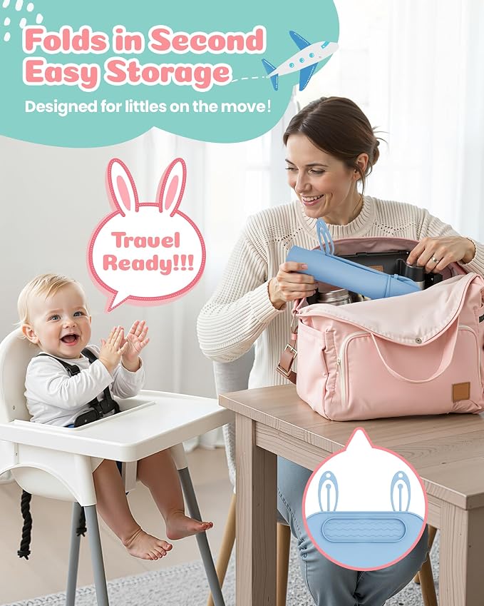2Pack Silicone Placemats for Baby&Kid, Stain-Proof Non-Slip Baby Place Mat for - Image 6
