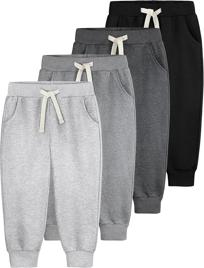 4 Pack Toddler Boys Sweatpants Cotton Baby Kids Joggers Toddler Boys Girls by Aocku