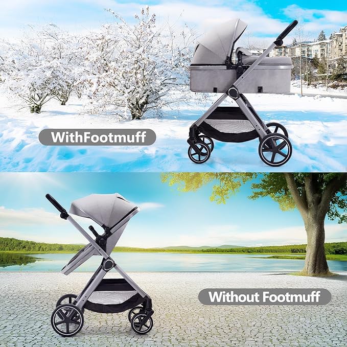 2 in 1 Baby Stroller, Newborn Infant Toddler Convertible Pram Stroller - Image 4
