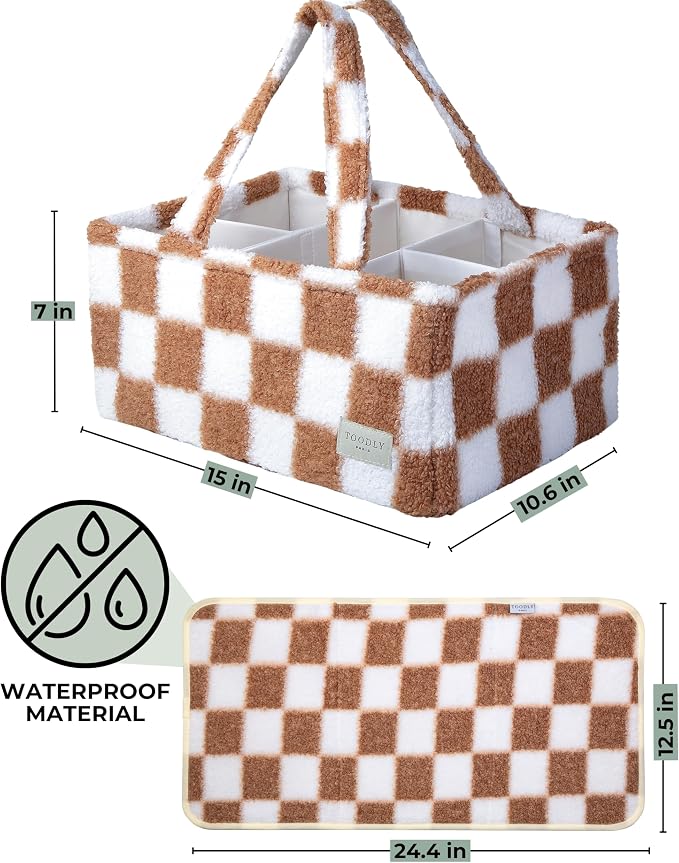 Checkered Diaper Caddy Organizer - Image 7