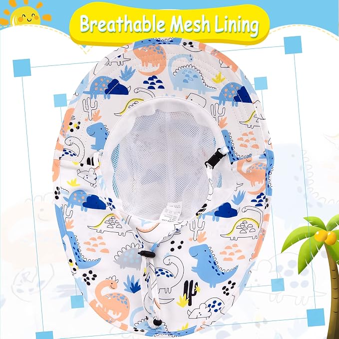 XIAOHAWANG Girls Sun Hat Baby Beach Hats Boys UPF 50+ Kids Summer Protection - Image 4