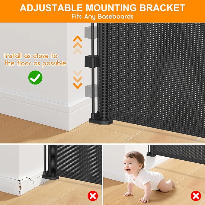 71 Inch Retractable Baby Gates Extra Wide, 41 Inch Reinforced Extra Tall Gate - Image 7