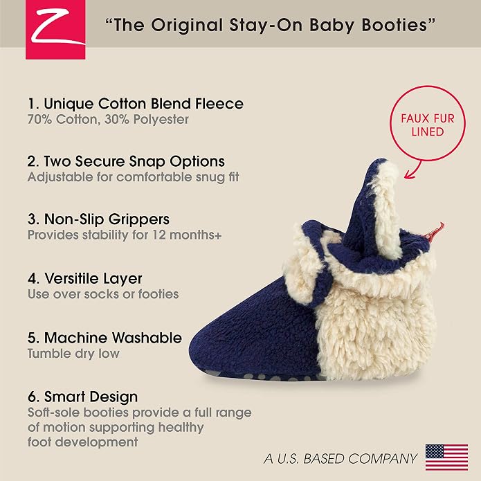 Zutano Unisex Fleece Baby Booties, Two Snap Closure, Newborn to 24 Months - Image 3