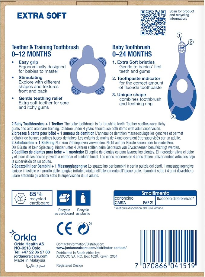 Jordan* ® | Step 0 Teether & Training Toothbrush | BPA-Free, 2-in-1 Teething & - Image 9
