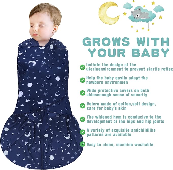 Newborn Sleep Sack Baby Swaddle, Swaddle me 3-6 Month, 3-Way Adjustable - Image 2