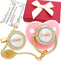 Personalized Pacifier Set with Name, BPA Free, Bling Gold Silver Pink Rose Gold by Ausbay