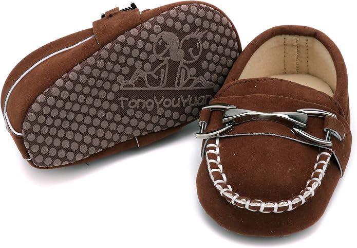 LONSOEN Baby Girls Boys Loafers Prewalker Dress Crib Shoes - Image 4