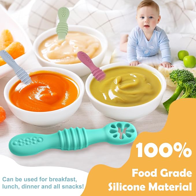 8 Pcs Baby Led Weaning Utensils, First Stage Silicone Baby Spoon, Cucharas para - Image 6