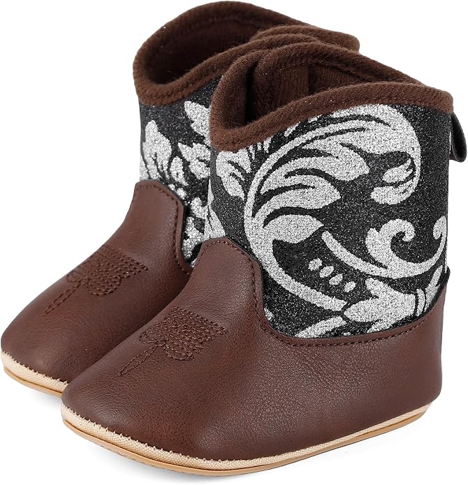 MK MATT KEELY Leather Western Boots Cowboy Bootie Soft Sole Non-Slip Crib Shoes - Image 2