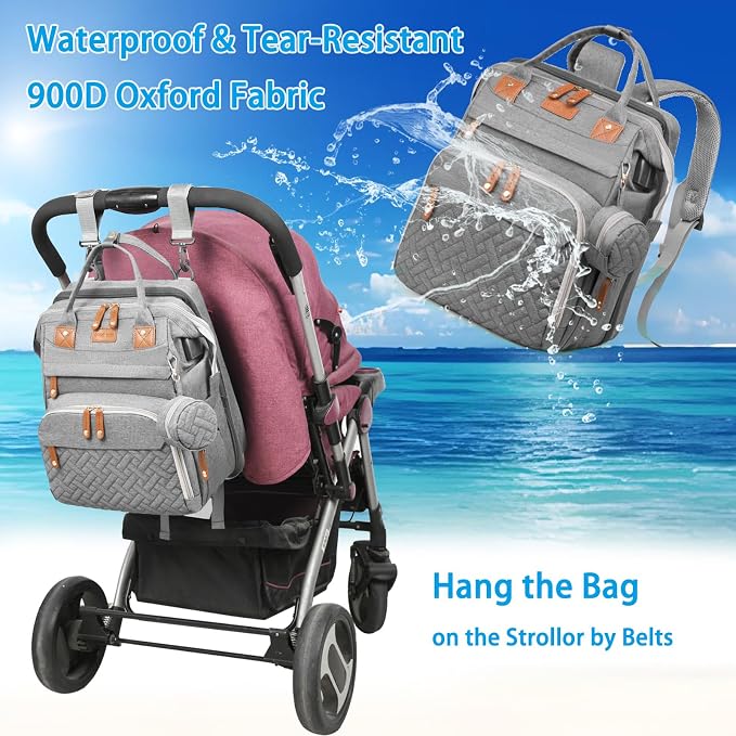 Jeryswet Baby Diaper Bags with Changing Station, Waterproof Large Capacity - Image 4