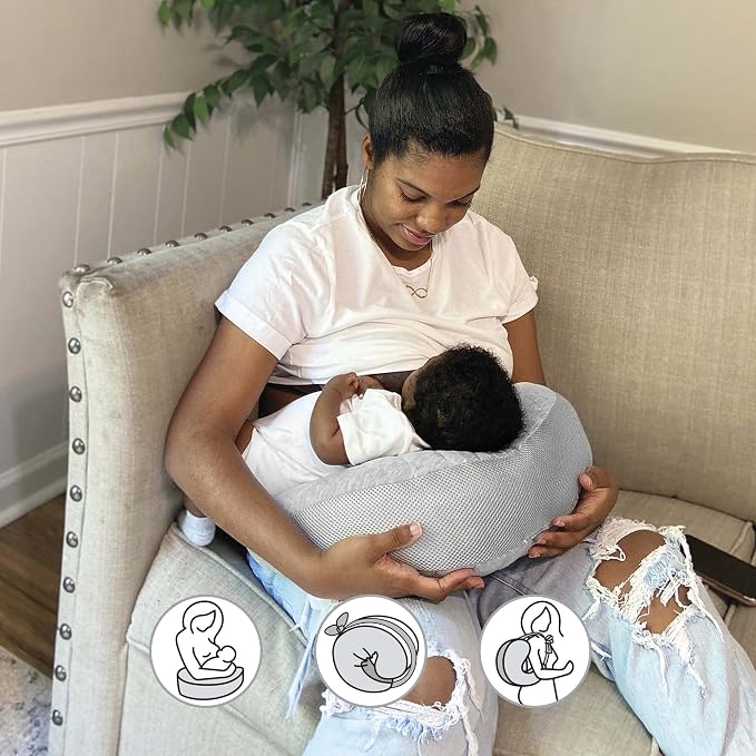 Boppy Anywhere Travel Nursing Pillow, Soft Gray, Plus Sized to Petite - Image 3