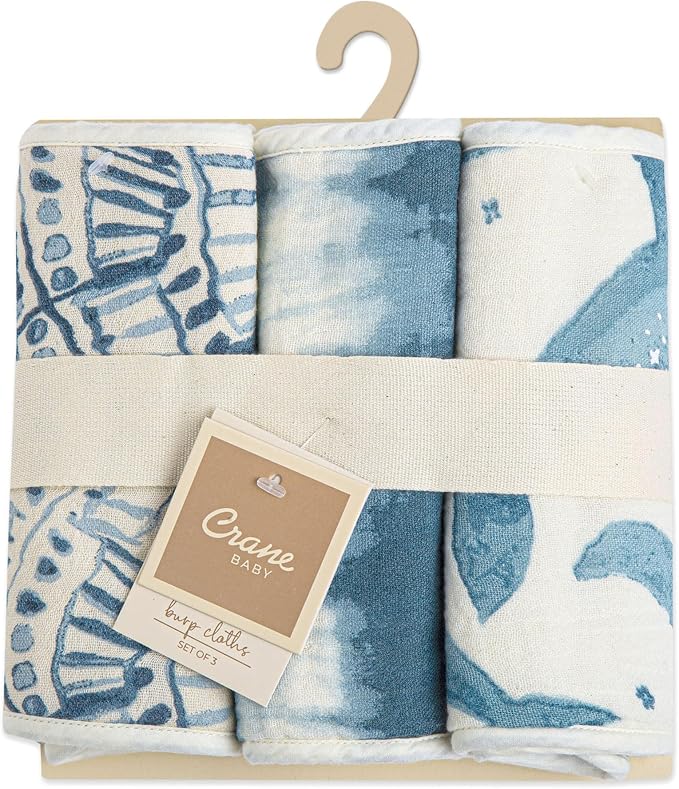 Crane Baby Muslin Burp Cloths, Nautical Theme Whale Design, Baby Boy Essentials - Image 12