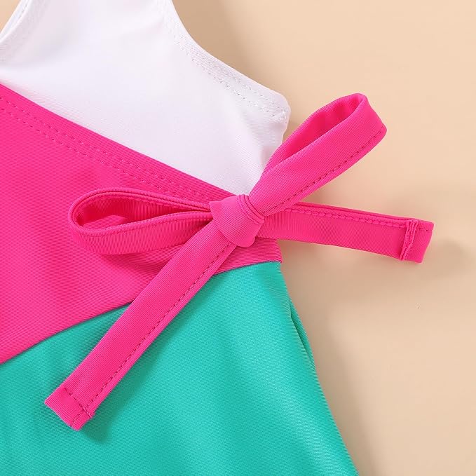 Happy Town Toddler Swimsuit Girl One Piece Bathing Suit Color Block Swimwear - Image 5