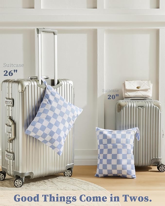 Blue Checkered Waterproof Wet Dy Diaper Bag - Image 5