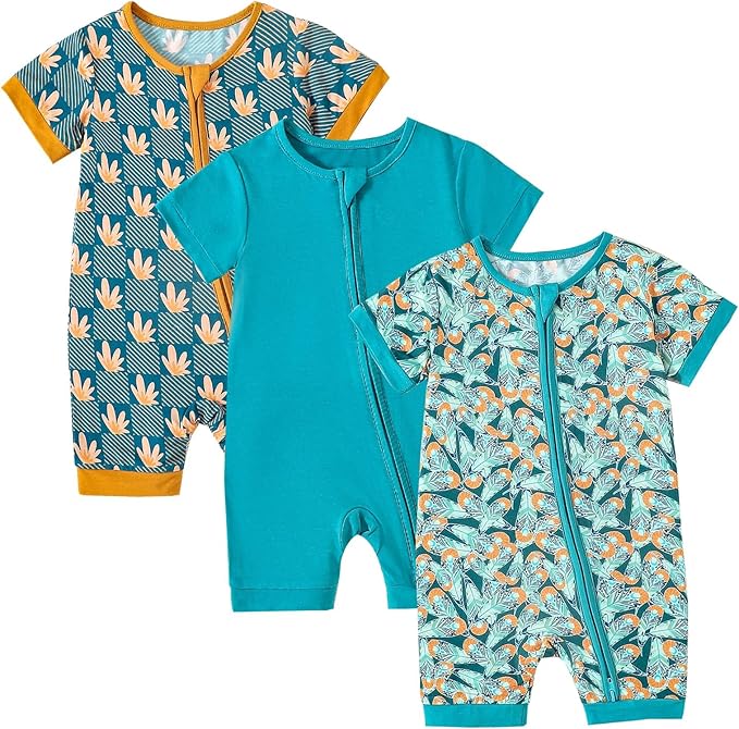 OPAWO Bamboo Baby Pajamas 3 Pack, Double Zipper Bamboo Sleepers by OPAWO