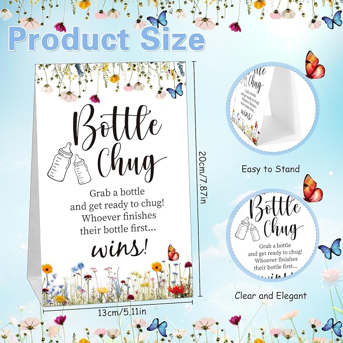 TrelaCo Bottle Chug Baby Shower Game Sign 20 Pcs Baby Bottles Shower Favor - Image 3