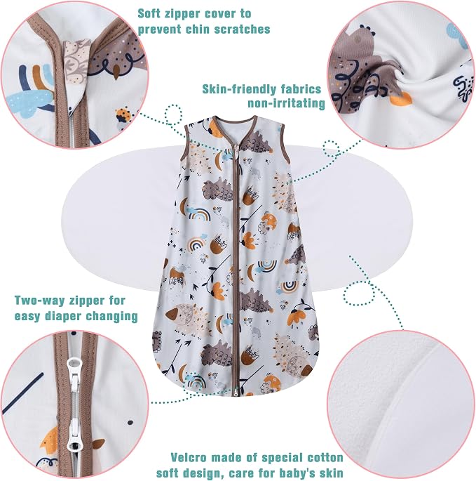Newborn Sleep Sack Baby Swaddle, 3-Way Adjustable Wearable Blanket, 100% Rayon - Image 5