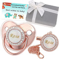 Personalized Pacifier with Name, Bling Pacifier Clip Set with Gift Box Greeting by Munchewy