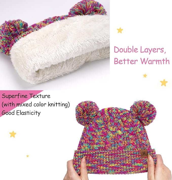 Kids Toddlers Winter Beanie Hats Gloves Neck Scarf Set Mittens Gifts - Image 2