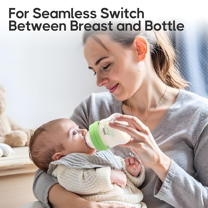 YOHKOH Glass Baby Bottles with Slow Flow Nipple, Newborn Anti-Colic Baby Bottles - Image 2