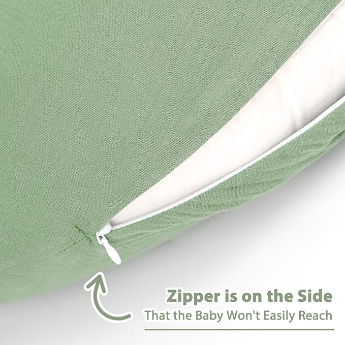 Hooyax Muslin Nursing Pillow Cover, Soft Breathable Feeding Slipcover - Image 3