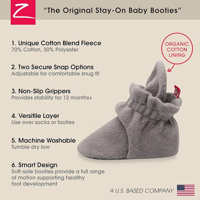 Zutano Unisex Fleece Baby Booties, Two Snap Closure, Newborn to 24 Months - Image 3