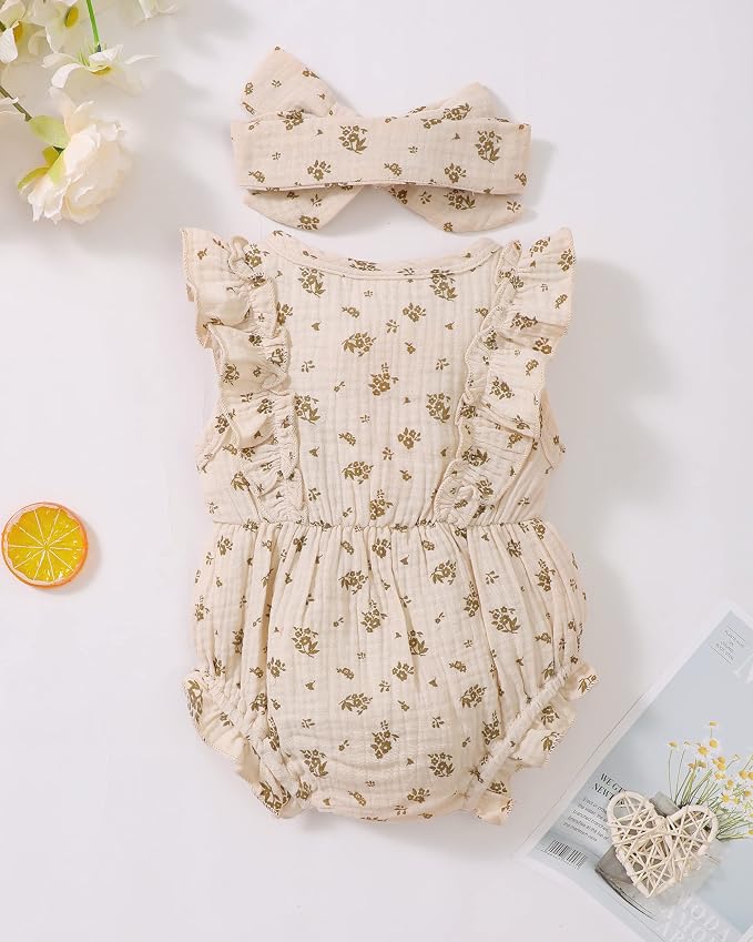 Renotemy Newborn Infant Baby Girl Clothes Rompers Summer Jumpsuits Short Sleeve - Image 3