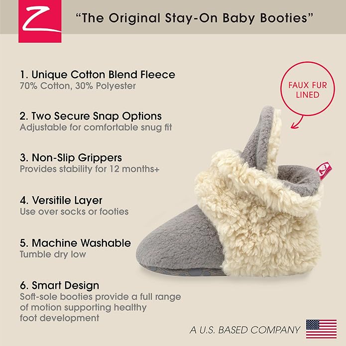 Zutano Unisex Fleece Baby Booties, Two Snap Closure, Newborn to 24 Months - Image 3