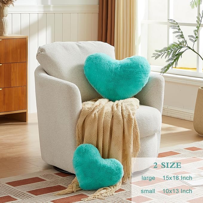 EastTree Heart Pillows, Teal Heart Shaped Pillows, Love Throw Pillows Gifts - Image 2