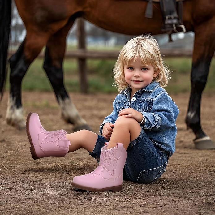 Blikcon Toddler Cowboy Boots for Boys Girls Baby Infant Cowgirl Boots Round Toe - Image 6