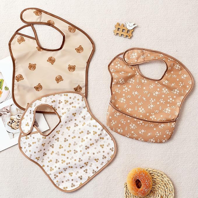 3-Pack Waterproof Baby Bibs for Eating - Image 2