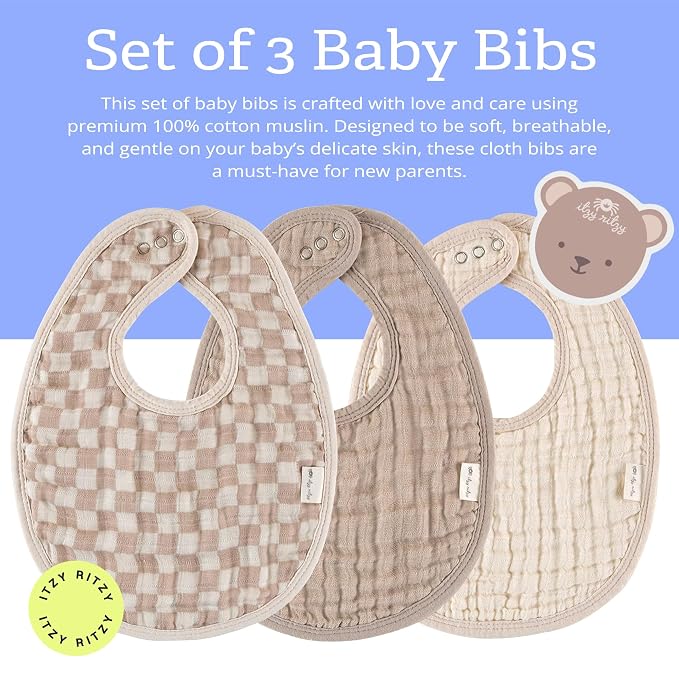 Itzy Ritzy Set of 3 Baby Bibs - Image 2