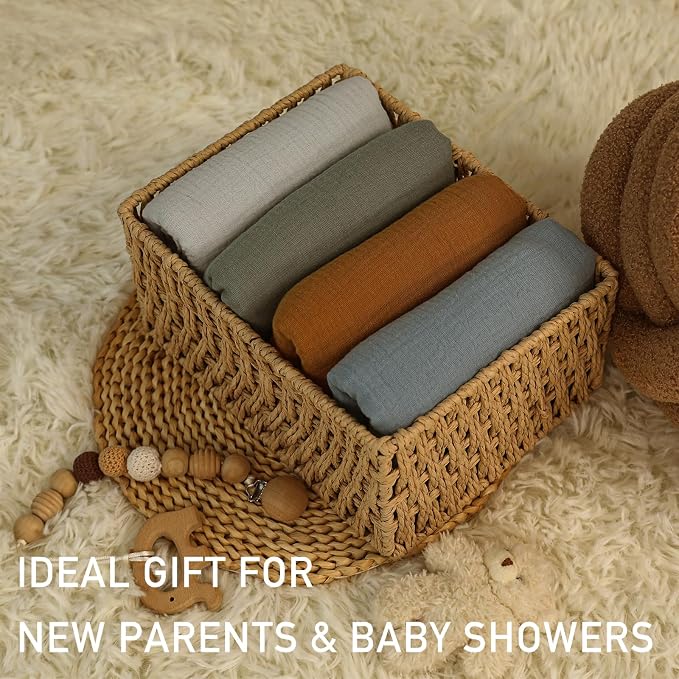 Muslin Swaddle Blankets for Baby Girls and Boys, 4 Pack Breathable and - Image 7