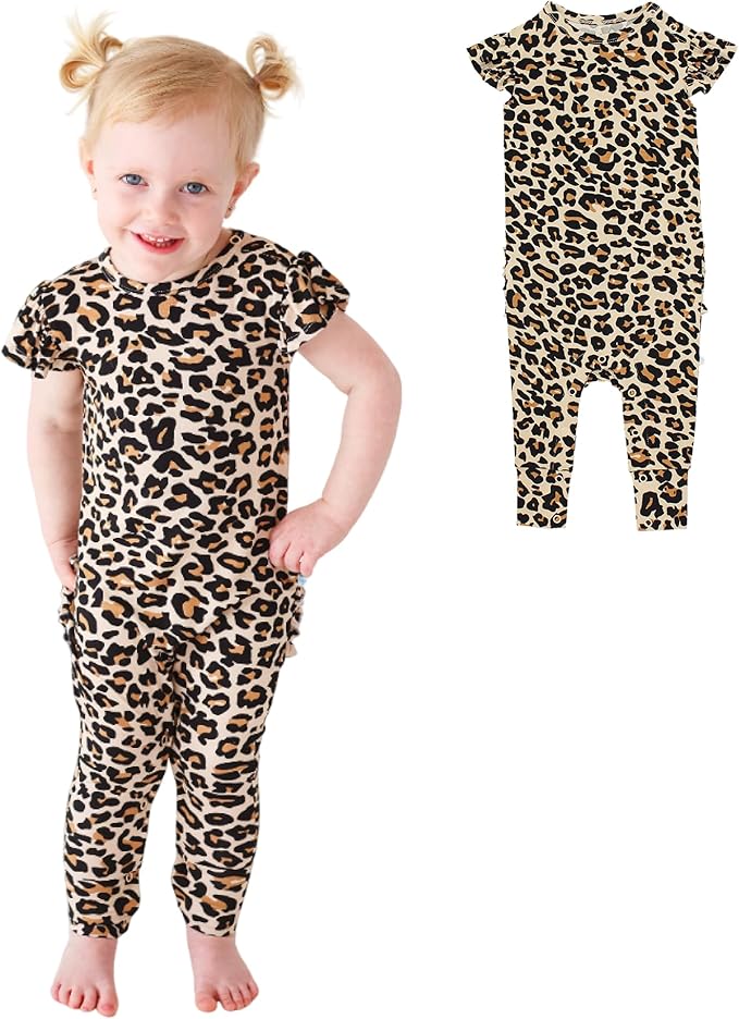 Posh Peanut Baby Girl Pajamas – Ruffled Cap Sleeve Romper PJs – Soft Viscose by PoshPeanut