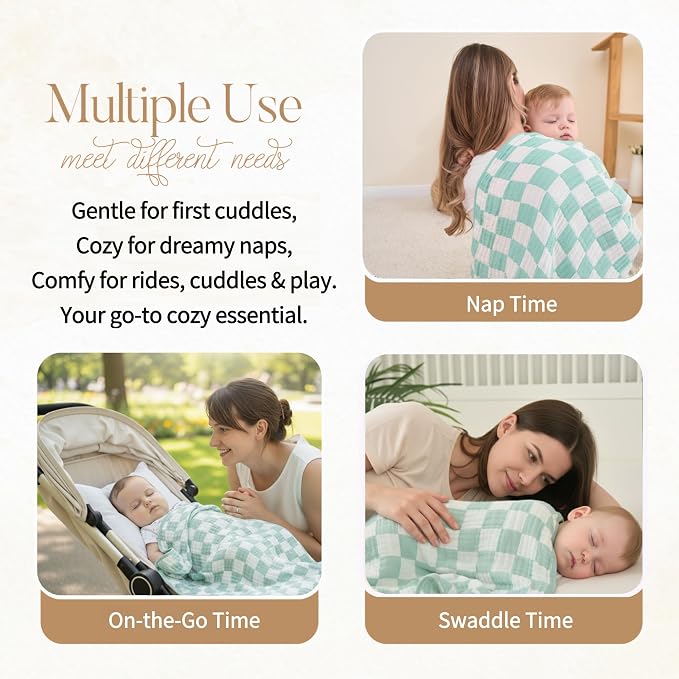 Ultra Soft Muslin Baby Blanket, A Versatile Swaddle and Bed Blanket - Image 4