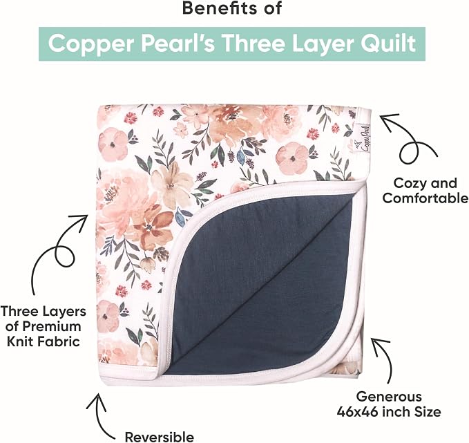 Copper Pearl Three-Layer Baby Blanket: Soft Quilt - Image 2