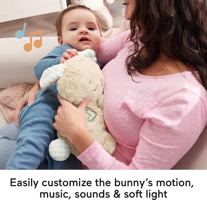 Fisher-Price Baby Sound Machine Soothe & Settle Bunny Portable Plush Toy - Image 4