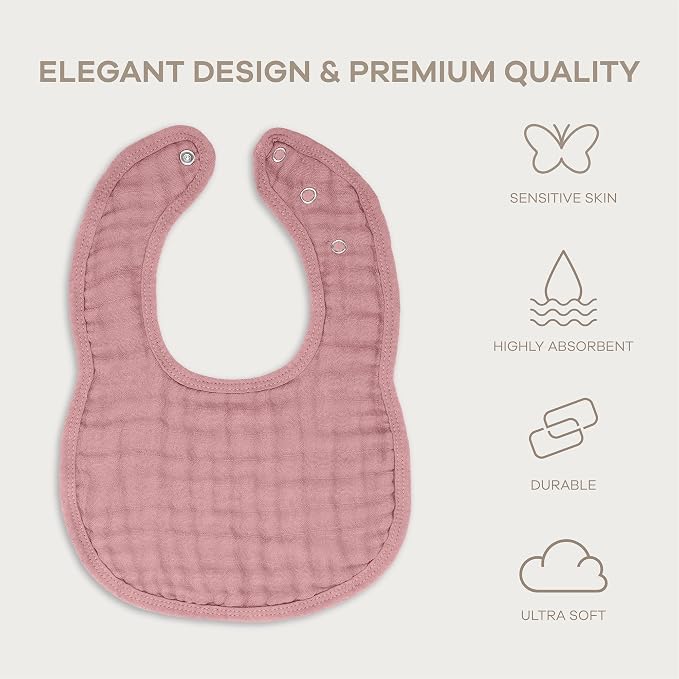 Comfy Cubs Muslin Bibs for Babies, Drool and Teething Bib, Adjustable Snaps - Image 2