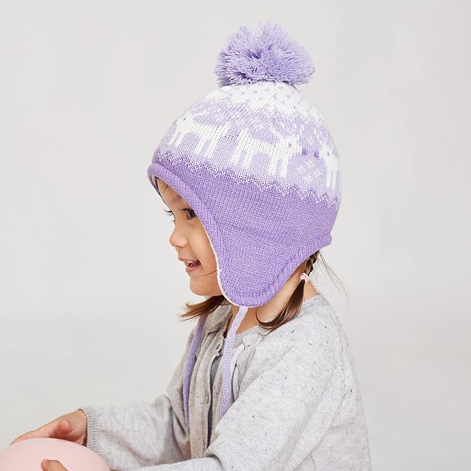 LANGZHEN Toddler Kids Infant Winter Hat, Earflap Knit Warm Cap Fleece Lined - Image 3