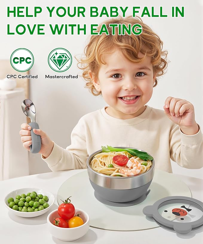 Suction Bowl and Spoon Set for Babies and Toddlers Non-Slip Silicone Suction - Image 5
