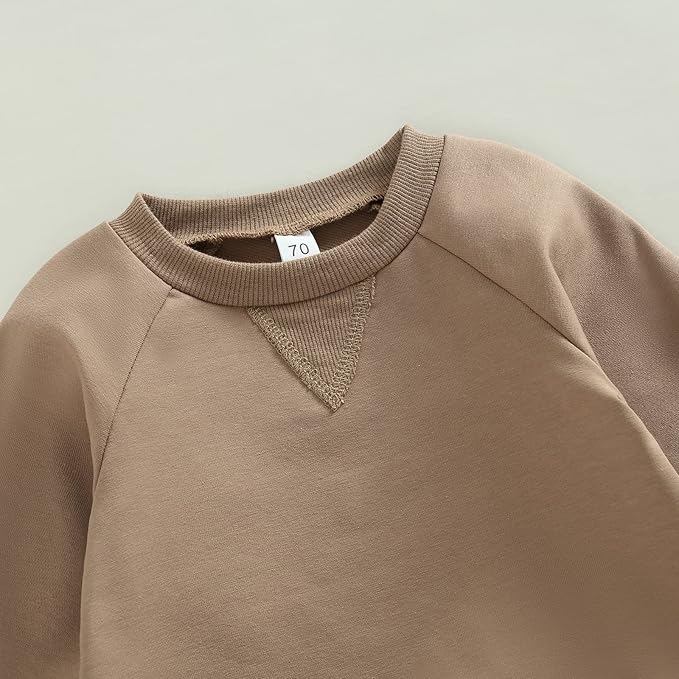 Toddler Baby Boy Clothes Solid Color Long Sleeve Crewneck Sweatshirt Top Casual - Image 3