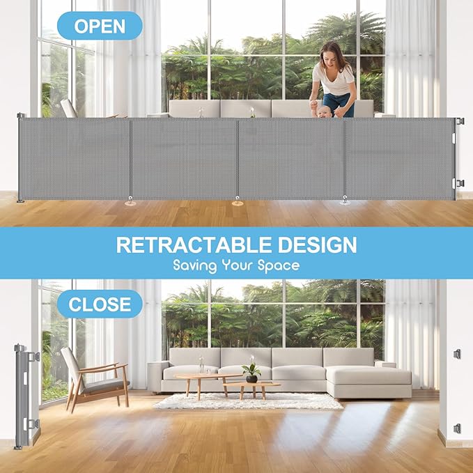 Upgrade 180 inch Retractable Baby Gates, EZIGO Extra Wide Baby Gate - Image 6